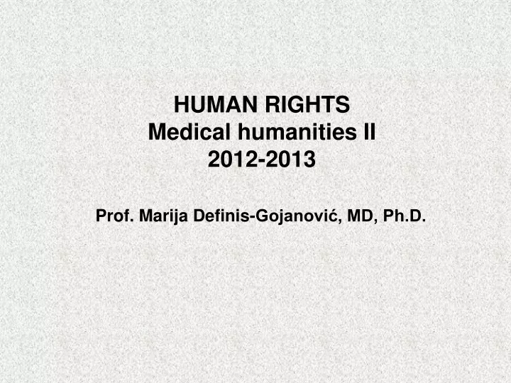human rights medical humanities ii 2012 2013