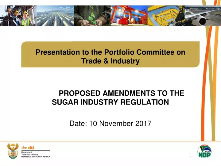 presentation to the portfolio committee on trade industry