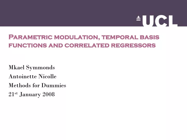 parametric modulation temporal basis functions and correlated regressors