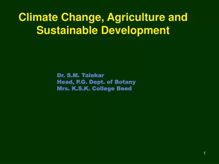 climate change agriculture and sustainable