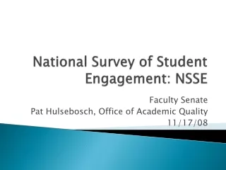 National Survey of Student Engagement: NSSE