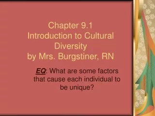 Chapter 9.1 Introduction to Cultural Diversity by Mrs. Burgstiner, RN