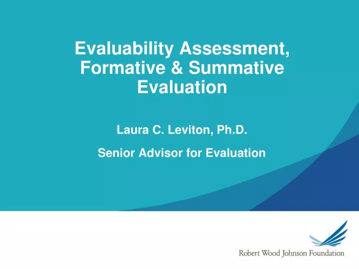 evaluability assessment formative summative evaluation