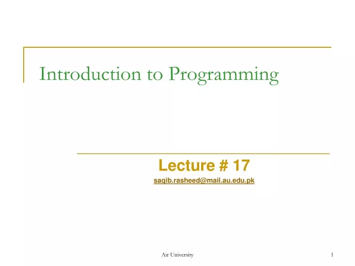 introduction to programming