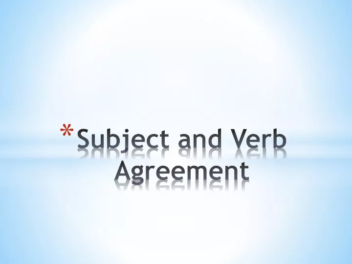 subject and verb agreement