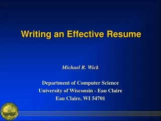 Writing an Effective Resume