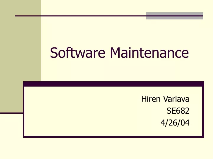 software maintenance