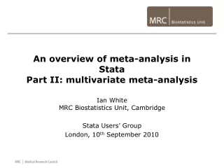 An overview of meta-analysis in Stata Part II: multivariate meta-analysis