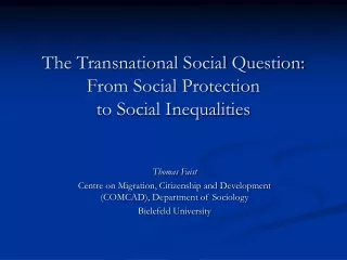The Transnational Social Question: From Social Protection  to Social Inequalities