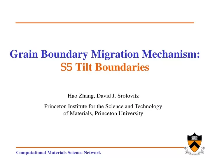 grain boundary migration mechanism s5 tilt
