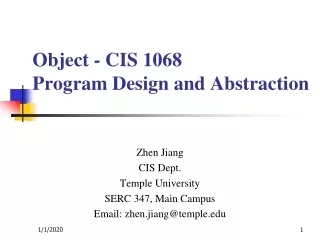 Object - CIS 1068  Program Design and Abstraction