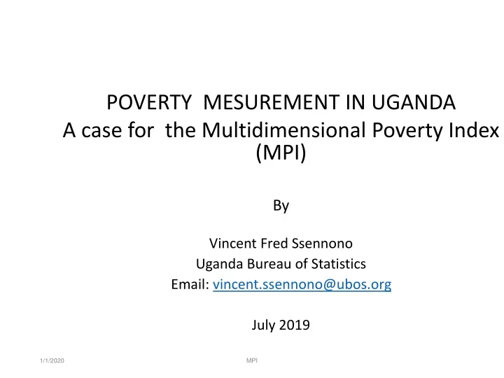 poverty mesurement in uganda a case