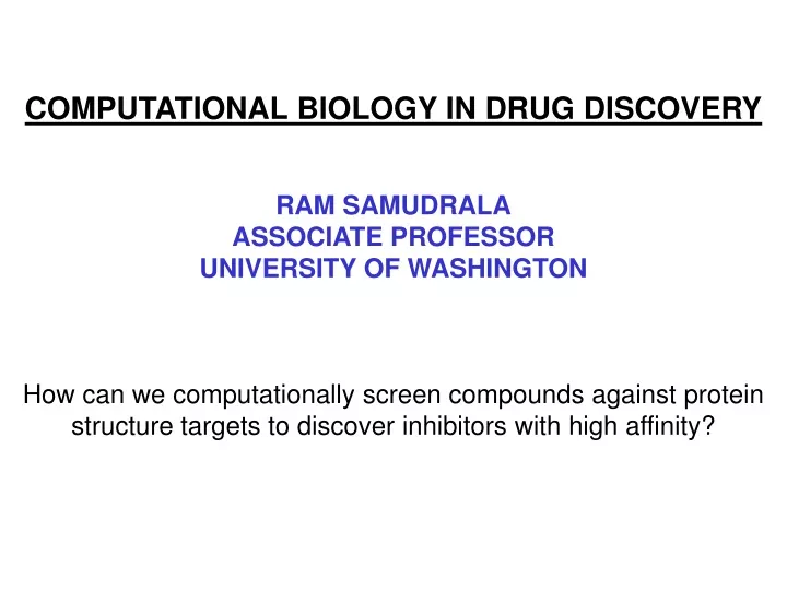 computational biology in drug discovery