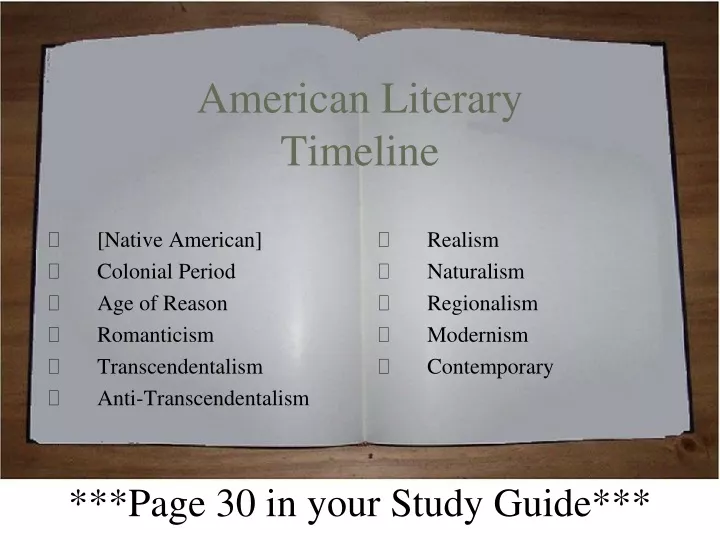 american literary timeline
