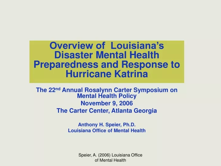 overview of louisiana s disaster mental health