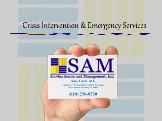 Amy Groh, MA Director of Crisis Intervention Services 19 N. 6 th  Street. Reading, PA 19601