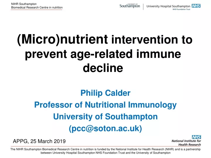 micro nutrient intervention to prevent age related immune decline