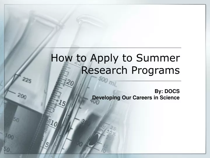 how to apply to summer research programs
