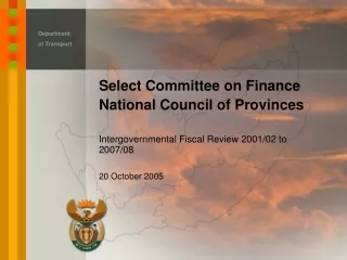 Select Committee on Finance National Council of Provinces