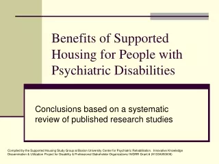 Benefits of Supported Housing for People with Psychiatric Disabilities