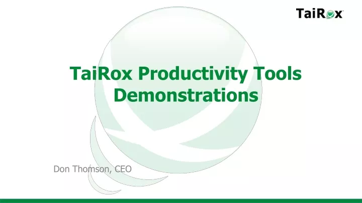 tairox productivity tools demonstrations