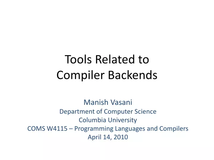 tools related to compiler backends