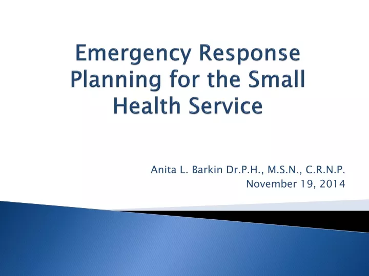 emergency response planning for the small health service