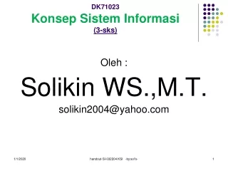 DK71023 Konsep Sistem Informasi (3-sks)
