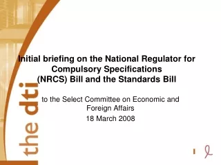 to the Select Committee on Economic and Foreign Affairs 18 March 2008