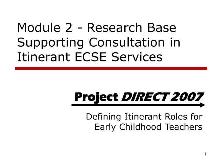 module 2 research base supporting consultation in itinerant ecse services