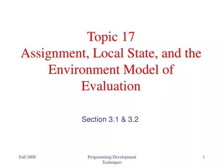 topic 17 assignment local state and the environment model of evaluation