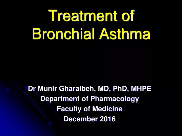 treatment of bronchial asthma