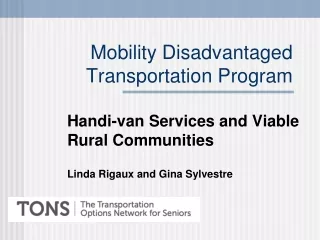 Mobility Disadvantaged Transportation Program