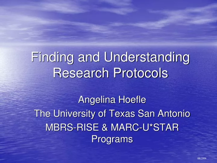 finding and understanding research protocols