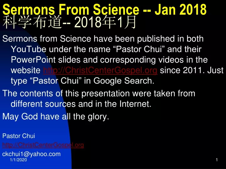 sermons from science jan 2018 2018 1