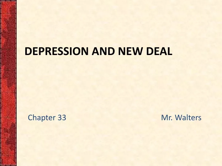 depression and new deal