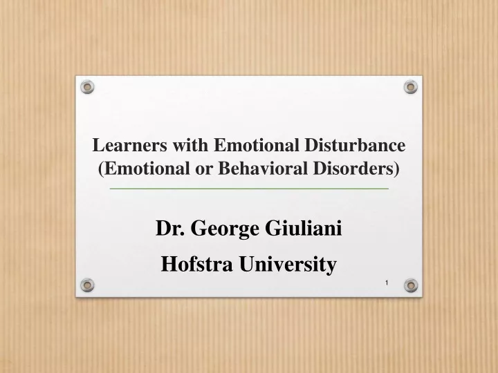 learners with emotional disturbance emotional or behavioral disorders