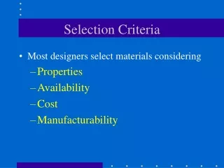 Selection Criteria