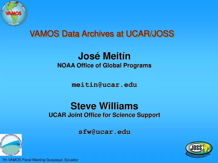 vamos data archives at ucar joss