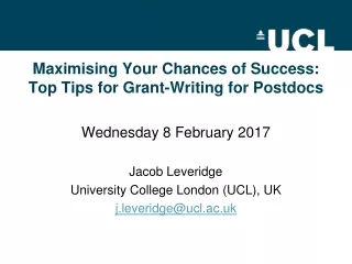 Maximising Your Chances of Success:  Top Tips for Grant-Writing for Postdocs