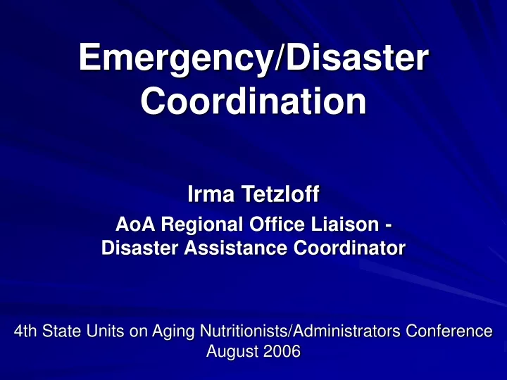 emergency disaster coordination
