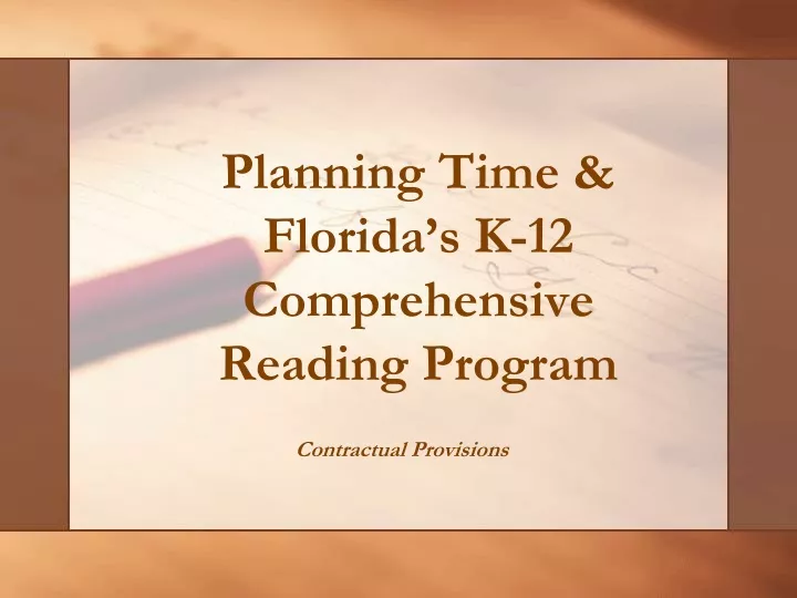 planning time florida s k 12 comprehensive reading program