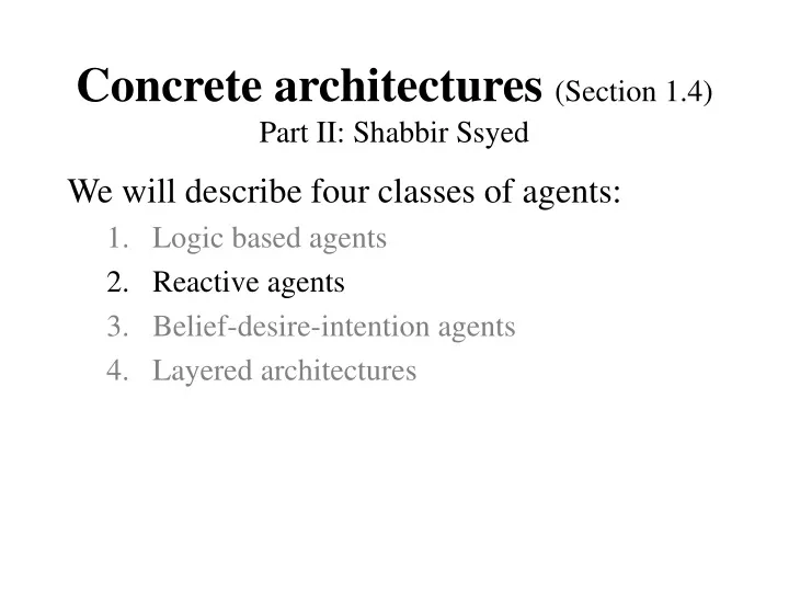 concrete architectures section 1 4 part ii shabbir ssyed