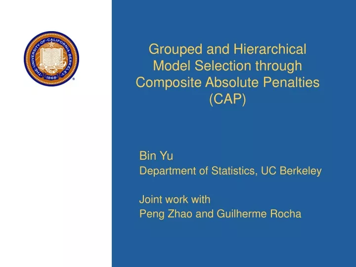 grouped and hierarchical model selection through composite absolute penalties cap