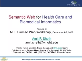 Semantic Web  for  Health Care and Biomedical Informatics