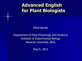 Advanced English  for Plant Biologists