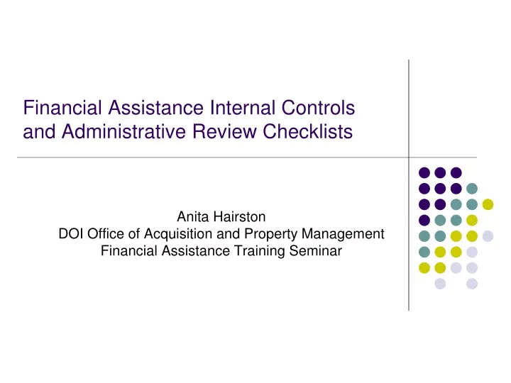 financial assistance internal controls