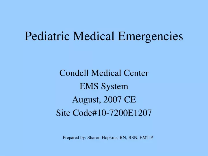 pediatric medical emergencies