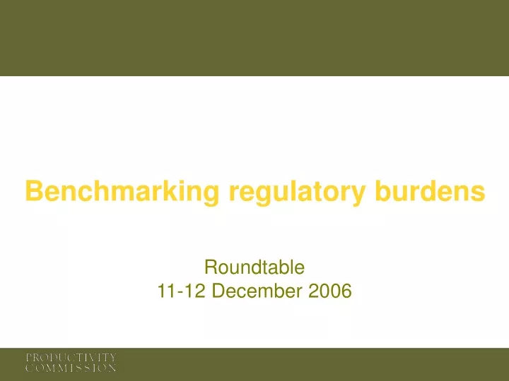 benchmarking regulatory burdens