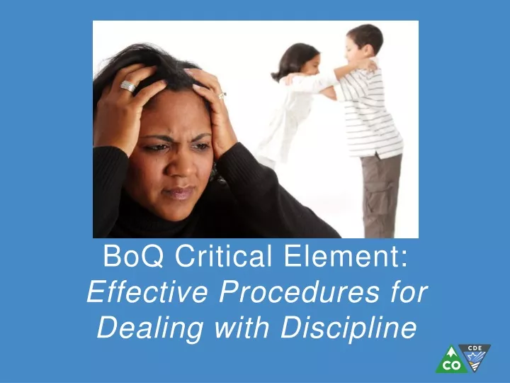 boq critical element effective procedures for dealing with discipline